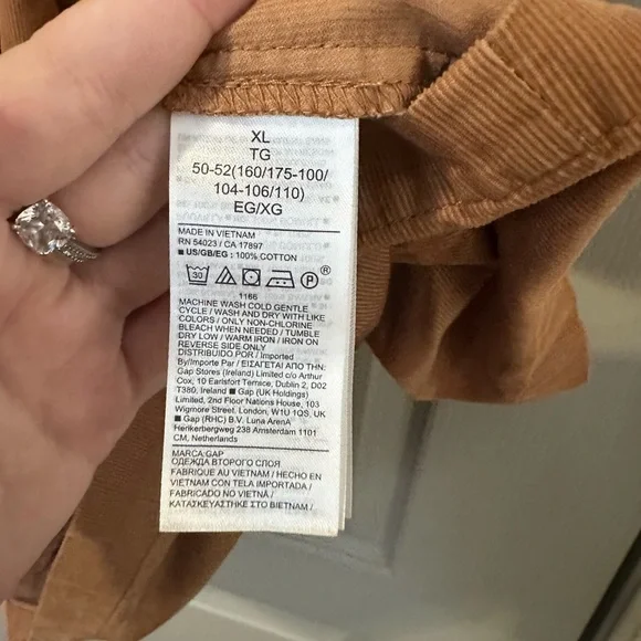 Elegant Tan Puff Sleeve Dress Gap XL Corduroy Holiday Brown Mini Fall Minimalist - Picture 5 of 6